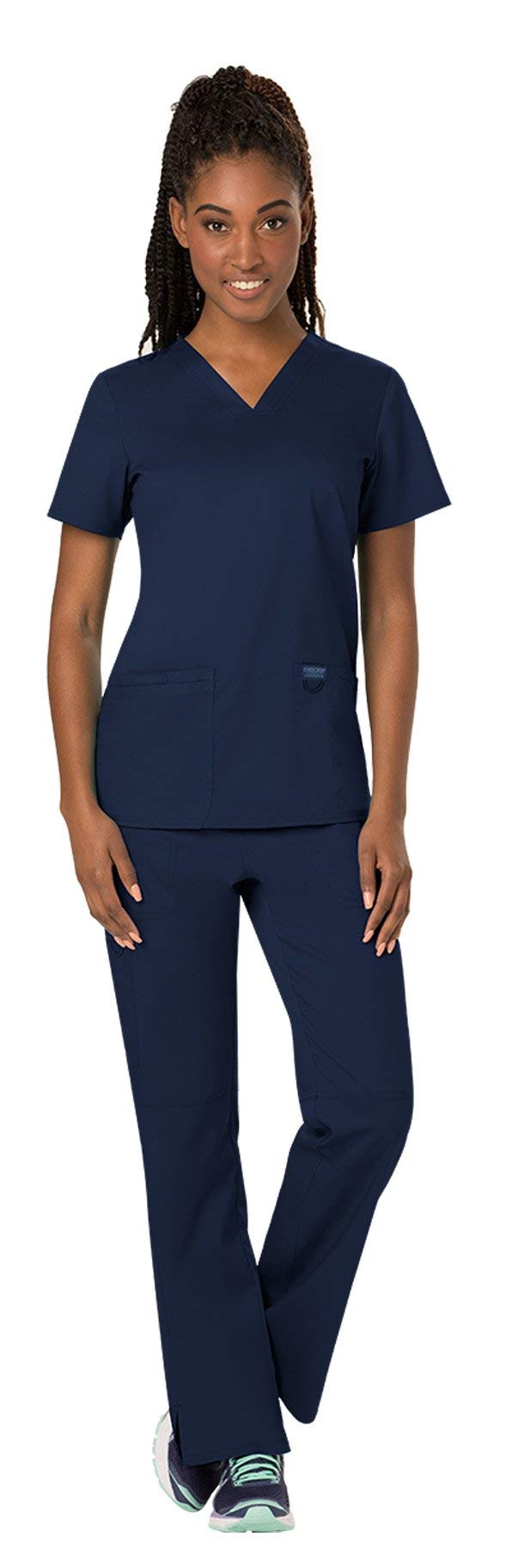 WW Rev Women's Scrub Set Bundle - V-Neck Top and Pants WW620 and WW110 Medical Uniforms (Navy - X-Small - XSmall Petite)