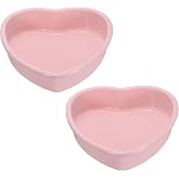 uxcell 2pcs Silicone Heart Shaped Cake Pans, 12 Inch Non-Stick Heart Cake Molds, Cake Baking Pan for Cake, Muffins, Cheese Cake, Pink