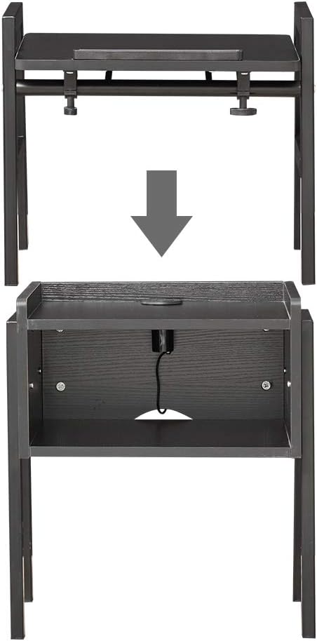Emall Life Bedside Table with Power Outlet 3 USB-Port Set of 2 Functional Overbed Table Angle-Adjustable Wooden Nightstand