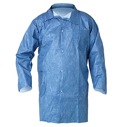 Kleenguard A60 Bloodborne Pathogen & Chemical Splash Protection Lab Coat (45518), Snap Closure, 2 Pockets, 2XL, Blue, 25 Lab Coats / Case