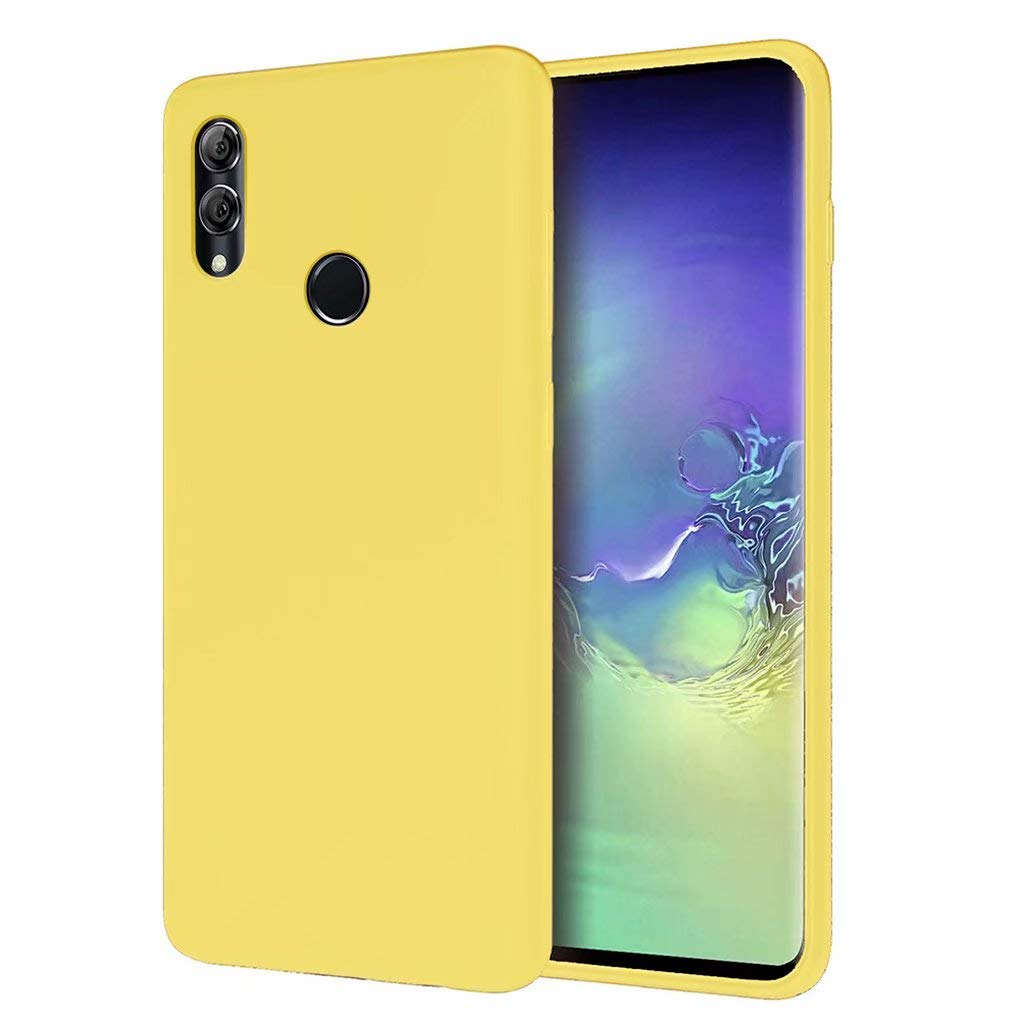 NiaCoCo Compatible with Huawei P Smart 2019/Honor 10 Lite Case Ultra Thin Shockproof Liquid Silicone Phone Case Soft Gel Microfiber Rubber Stripe Protector Case (Yellow)
