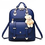 Soft Leather Backpack Lovely Schoolbag Shoulder Bag Sports Knapsack (dark blue)