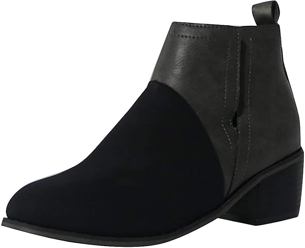 Amazon Com Split Ankle Shoes Malbaba Women S Chelsea Boots Fashion Round Toe Joint Thick Square Heel Booties Faux Leather Clothing