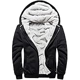 LEZUAN Hoodies for Men, Fleece Lined Sweatshirt, Winter Warm Hooded Jacket with Full Zipper and Drawstring