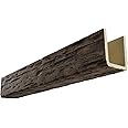 Ekena Millwork 5 1/2"W x 5 1/2"H x 120"L 3-Sided (U-Beam) Salvaged Timber HeritageTimber Faux Wood Ceiling Beam, Kona Brown