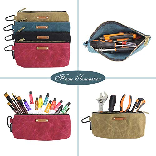 Home Innovation Zipper Pouch Tool Bags Waxed Canvas with Heavy Duty