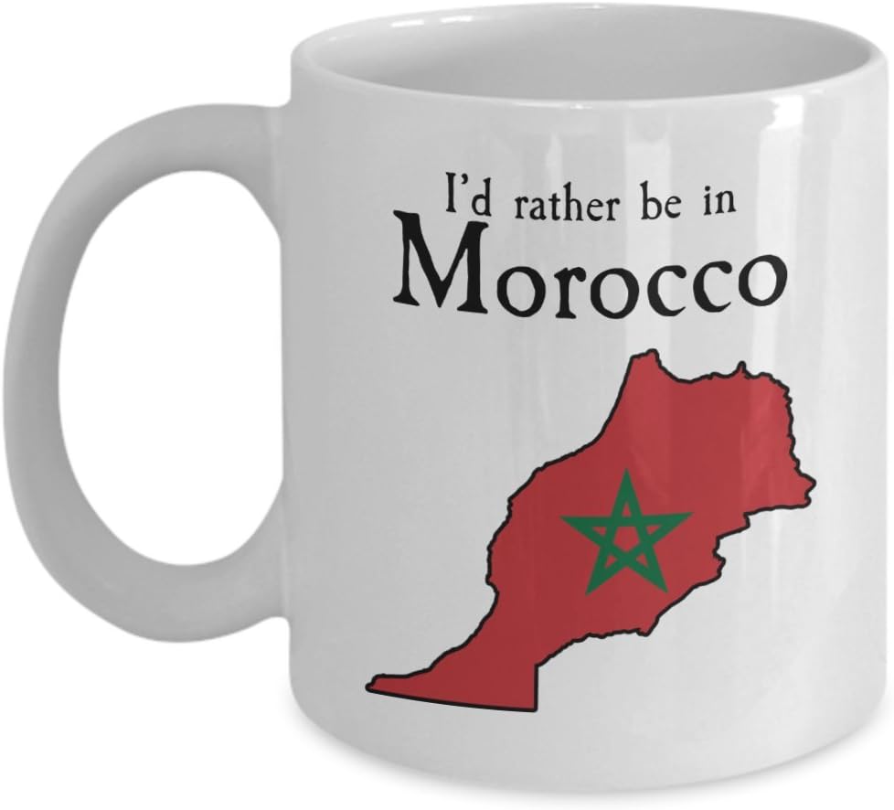 I'd Rather Be In Morocco Coffee Mug, White, 11 oz - Unique Gifts By huMUGous