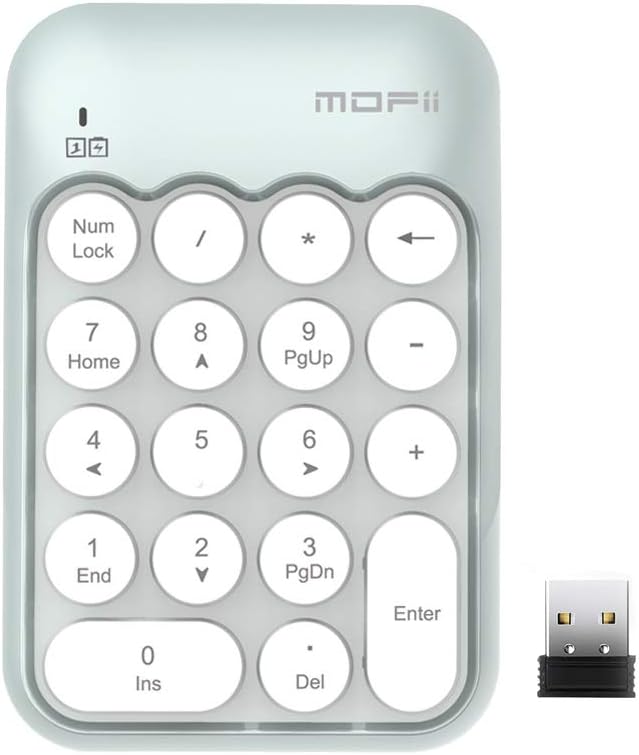 Numeric Keypad, Attoe USB Wireless Numeric Keypad, Portable Slim 18-Key Mini Cute Number Pad for Laptop Desktop PC…