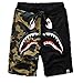 Athletic Pants Shark Pattern Camouflage Stitching Shorts Men Drawstring Sports Shorts
