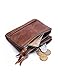 Lareinea Men Genuine Leather Cowhide Zip Wallet Vintage Bifold with Double Zipper Pockets (Brown)