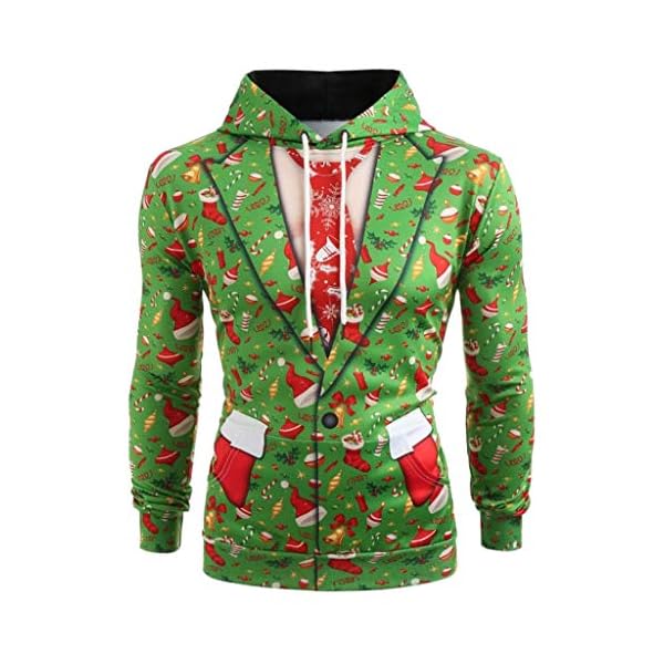 Men's Ugly Christmas Sweater Funny 3D Print Sweatshirt Elk Xmas Long Sleeve Pullover - Image 4