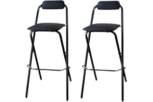 LXSEHN Folding Bar Stool with Backrest, Tall Portable Padded Counter Stool with Footrest, Leather Counter Collapsible Height Bar Chairs for Outdoor Kitchen Shop 26In