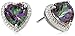 Amazon Collection Sterling Silver Mystic Fire Topaz and Diamond-Accented Heart Stud Earrings