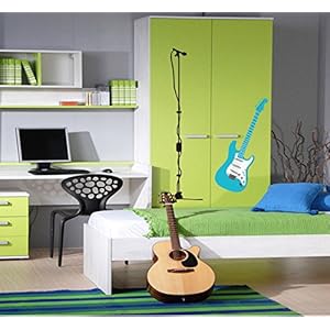 Decals Design ‘Rockstar Guitar and Mike’ Wall Sticker (PVC Vinyl, 70 cm x 50 cm), Multicolour