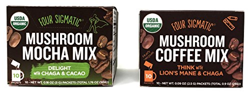 Four Sigmatic Mocha Chaga 10 Pack and Lion s Mane and Chaga Coffee 10 Pack (Pack of 2)