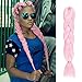 5 Pieces Jumbo Braid Hair Ombre Jumbo Braiding Hair Extension Kanekalon High Temperature Jumbo Braids for Twist Crochet Braiding Hair(5PCS, Pink)