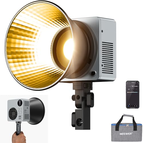 NEEWER 80W LED Videolicht mit 72Wh Akku/100W PD Schnelllade APP/2,4G Steuerung Tragbares zweifarbiges Mini COB Studio Dauerlicht 25500lx/1m 2700-6500K