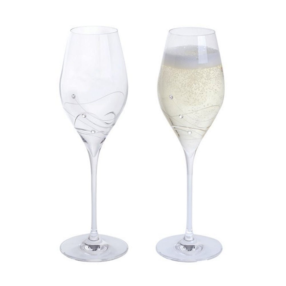 Dartington Crystal Glitz Prosecco Glass, Pair | Glitz Prosecco Glass | 245mm | 32cl | Serve The Favourite Fizz as it Should be, in a Specially Shaped Glass Embellished with Sparkling Crystal Elements