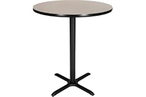 OEF Furnishings Café Table – X Base, 42” Height, 36” Round Top, Grey Nebula/Black Frame – Heavy-Duty Bistro Table, High-Pressure Laminate, 300 lb Capacity, Non-Marring Glides for Cafeterias & Offices