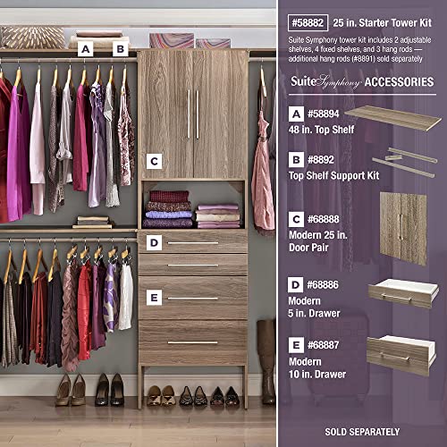 ClosetMaid SuiteSymphony Wood Closet Organizer Starter Kit With Tower