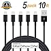 iPhone Charger, Sundix Extra Long Lightning Cable, 8 Pin Lightning to USB Cable Cord Compatible with iPhone 7/7 Plus/6s/6s Plus/6/6 Plus/5s/5c/5/SE, iPad/iPod (5Pack 10FT Black)