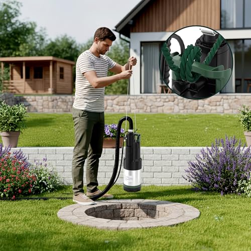 LANCHEZ Submersible Pressure Pump, 3 Inox, 800 W Submersible Pressure Pump, 6300 l/h Flow Rate, Maximum Delivery Head 37 m, Integrated Dry Run Protection for Deep Chute, Vertical Chute, Gardening