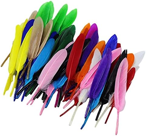 SMARTBUYER-Pack of 50 Dyed Goose Feather Jewelry Decor Headgear DIY Crafts 3-6inch - Multi