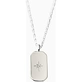 Dainty Star Rectangle Tag Necklace in Sterling Silver 925