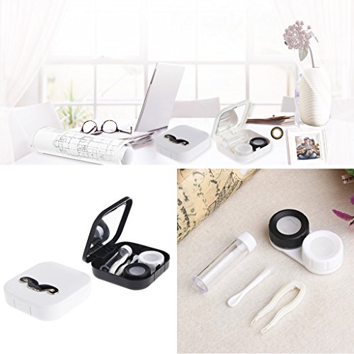 Hukai Contact Lens Travel Case Eyes Care Kit Holder Container Travel Accessaries (Black) - Thumbnail 2
