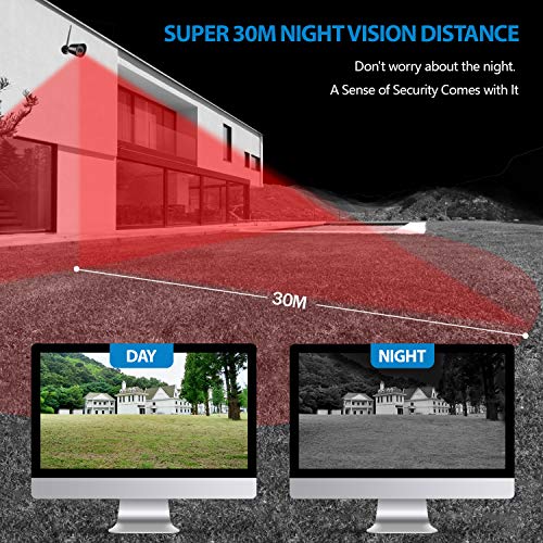 1080P Wireless Security Camera with Crystal Glass 3MP HD Lens, Full HD 1080P Night Vison up to 98ft,Support SD Card Storage, Black