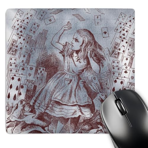 3Drose LLC 8 X 8 X 0.25 Inches Mouse Pad, Alice with Playing Cards Vintage Alic…