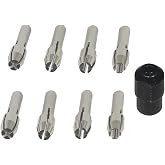Luo ke 9Pcs Quickly Changed Rotary Collet Set Clamping Nut Fits For Dremel | Durable Shiny Stainless Steel Collet Brass Chuck Fits Dremel Rotary Tools Including 4 Size (Silver)