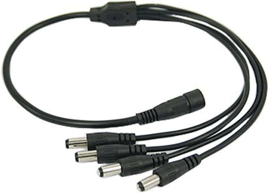BW 1 to 4 Way DC Power Splitter CCTV for Security Cameras, Black