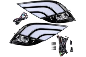 Astra Depot Fits For Toyota Camry SE/XSE 2018-2020 Fog Lamp Bezel Cover DRL Turn Signal 5500K-6500K Xenon White Amber LED Lights + Fog Light (Amber/White/Blue)