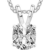 Houston Diamond District 0.5 to 1 Carat Cushion NATURAL Diamond Solitaire Pendant Necklace (K Color I2 Clarity)