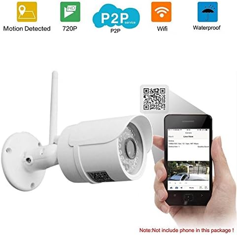 Smartiscam Wifi Camera 720P HD CCTV Wireless IP Network Camera Home Surveillance Indoor/ Outdoor Monitoring IR Bullet Security Camera HD for Iphone, Android Smartphone, Tablet or PC