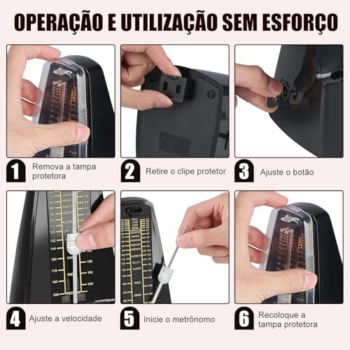 Metrônomo Mecânico, Metrônomo Universal para Guitarra, Bateria, Piano, Violino e Outros Instrumentos, Metrônomo Mecânico Analógico, Temporizador Musical de 40 a 208 Batidas