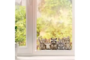 Forest Animal Waving Pattern Window Stickers, Self-Adhesive Waterproof Sticker for Windows, Tile and Wall Decor in Living Roo
