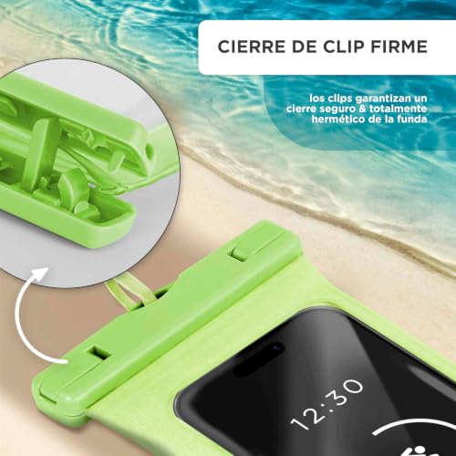ONEFLOW Funda impermeable para Samsung Galaxy A02s, ventana táctil y cámara, correa y correa para colgar, color verde