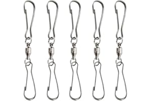 LGEGE 5pcs Extra Large Smooth Spinning Dual Clip Swivels Wind Spinner Hangers Spiral Tails Twisters Wind Socks, for Spinning windsocks and Any Kites, Flower pots, Plants, Bird feeders, Solar Lights, Flags