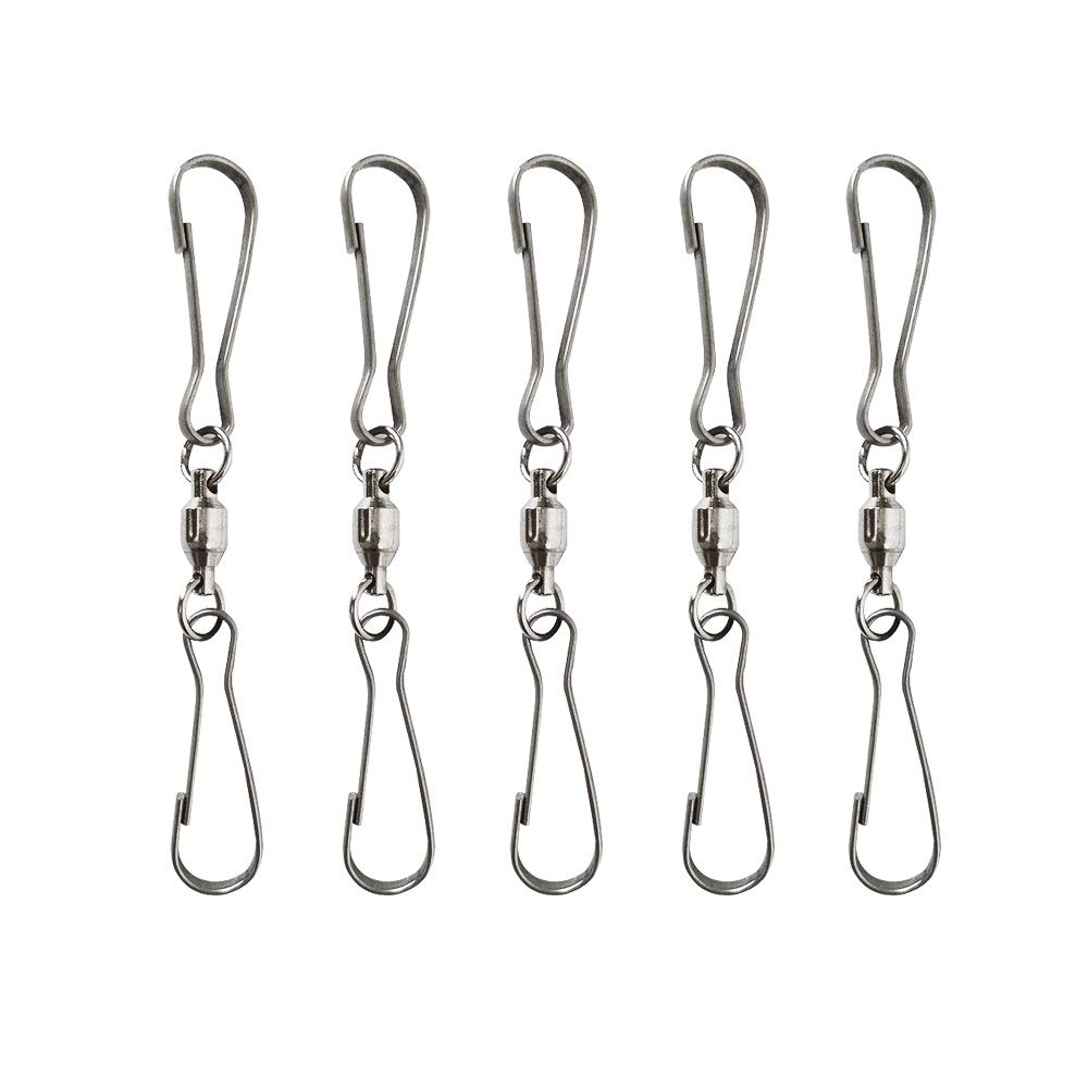 5pcs Extra Large Smooth Spinning Dual Clip Swivels Wind Spinner Hangers Spiral Tails Twisters Wind Socks, for spinning windsocks and any kites, flower pots, bird feeders, solar lights, flags, plants
