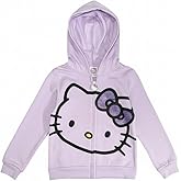 Hello Kitty Girls Fleece Hoodie, Soft Zip-Up Jacket with Hood, Warm Cozy Outerwear for Kids -