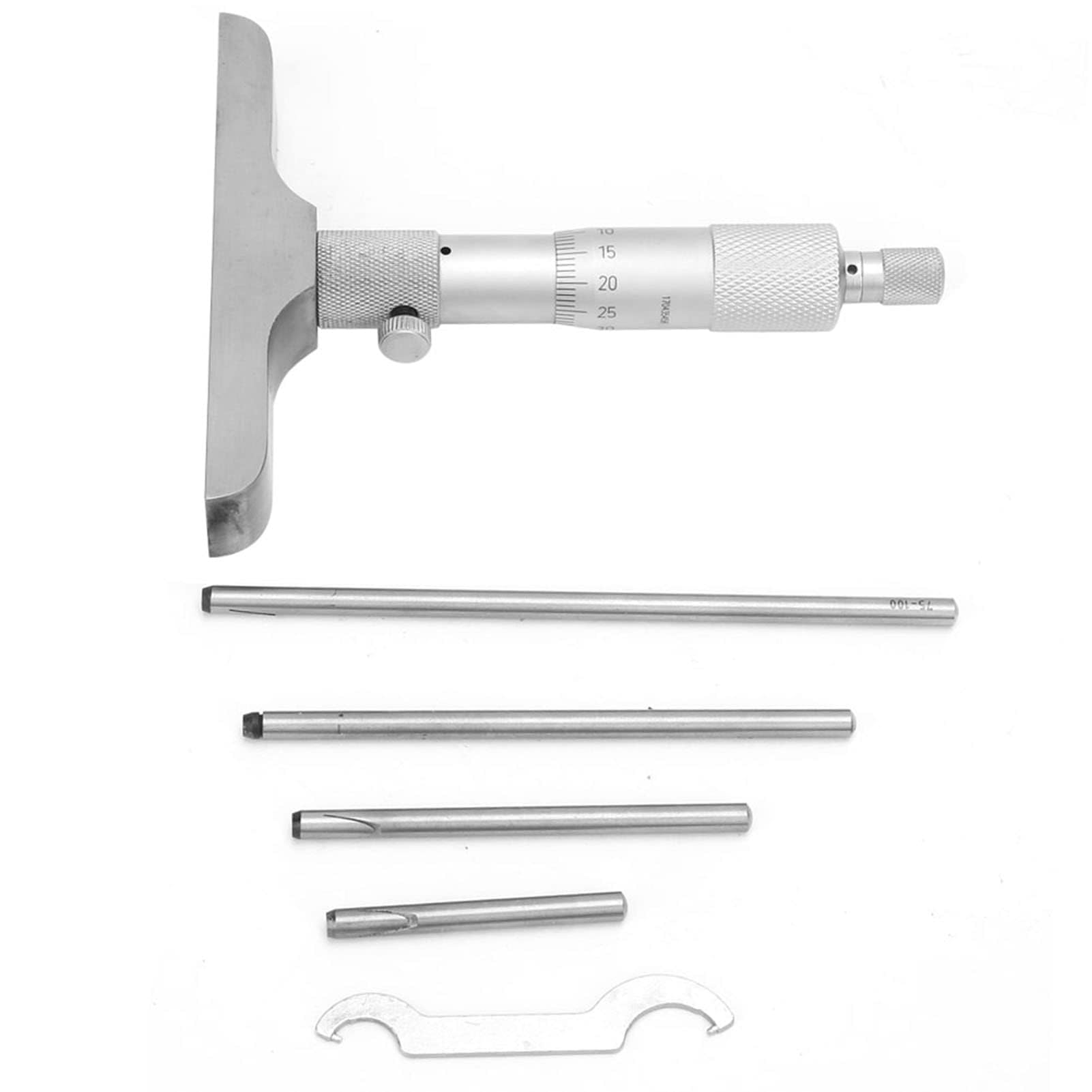 0.01mm Depth Micrometer with 5pcs Connecting Rods Depth Gauge Gage(0-100mm 4inch)