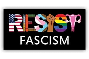 TAYTA Magnetic Sticker Resist Fascism Magnet Banned Books LGBTQ Rights Trans Equality Liberal Social Justice Pride Black for Bumper, Refrigerator, Cruise Door, Car, Truck 7.5x3.75in