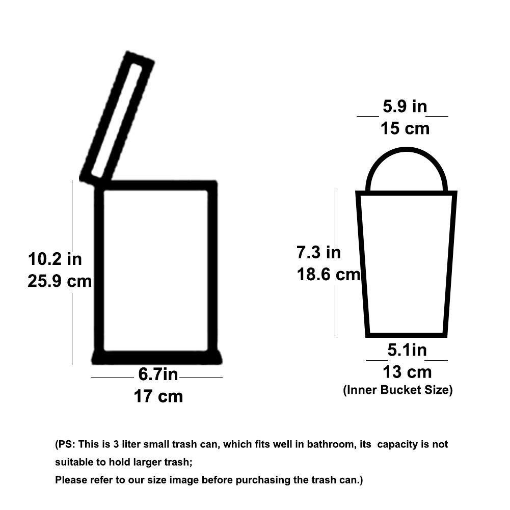 H+LUX Bathroom Trash Can with Lid Soft Close, Round Mini Trash Can with Removable Inner Wastebasket, Anti-Fingerprint Brushed Stainless Steel Trash Can, 0.8Gal/3L