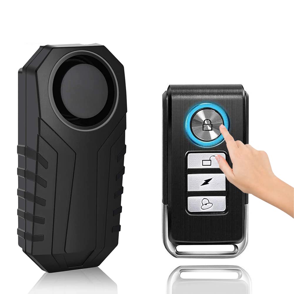 Jusimi Bicycle Alarm, Wireless Waterproof Anti-Theft Bike Alarm with Remote Control, 7 Level Sensitivity, 113dB Super Loud Sound, for Bicycle/Motorcycle/Window/Electric Tricycle/Door