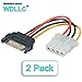 WAREHOUSEDEALS 15-Pin SATA Male to Molex LP4 Female Power IDE Cable 6-Inch (2 Pack) - WDLLC
