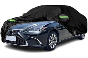 Qnmittry Waterproof Car Covers Compatible with 2001-2024 Lexus ES ES300 ES330 ES350, All Weather Custom-fit Car Cover with Zipper Door for Rain Snowproof UV Windproof Protection