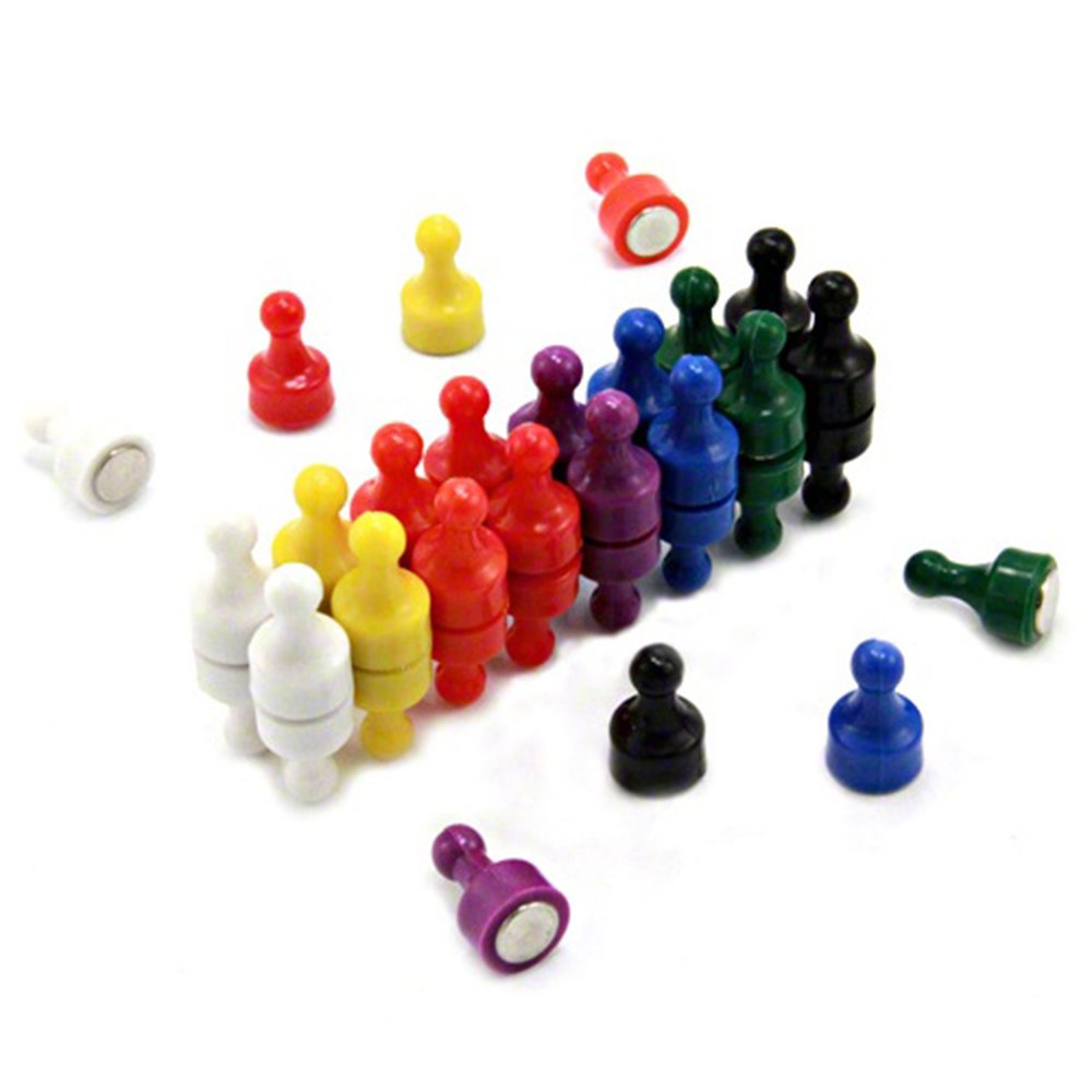 Rainbow Skittle Magnet for Fridge, Office, Whiteboard, Noticeboard, Filing Cabinet - 8 Colours - 12mm dia x 21mm tall - Pack of 32 — image 1