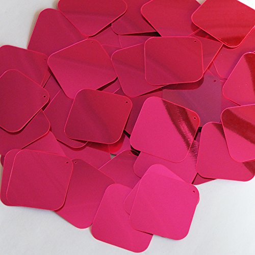 Sequin Square Diamond 1.5 inch Fluorescent Hot Pink Metallic Couture Loose Paillettes. Made in USA.